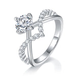 PRINCESS CROWN MOISSANITE DIAMOND RING IN STERLING SILVER