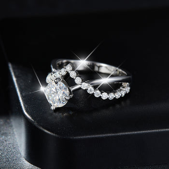 PRINCESS CROWN MOISSANITE DIAMOND RING IN STERLING SILVER