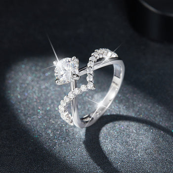 PRINCESS CROWN MOISSANITE DIAMOND RING IN STERLING SILVER