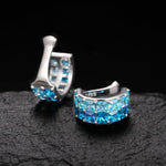 PRINCESS CUT BLUE CZ CUFF EARRINGS IN STERLING SILVER