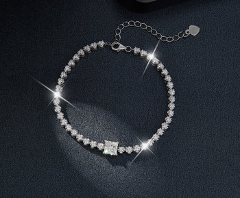 BRACELET EN ARGENT MASSIF ET MISSANITE TAILLE PRINCESSE