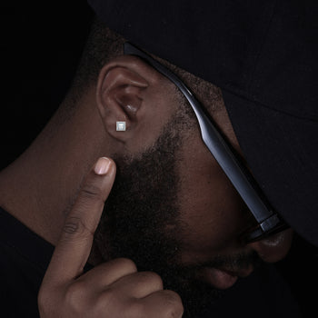 Boucles d'oreilles géométriques en diamant moissanite taille princesse, serties sur de l'argent sterling 