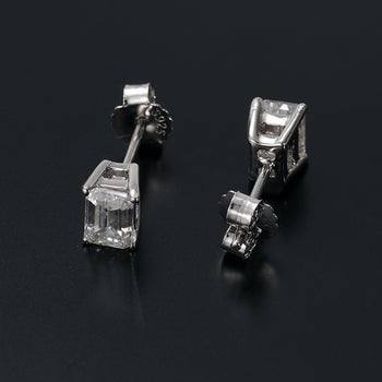 BAGUETTE CUT MOISSANITE STUD EARRING IN STERLING SILVER