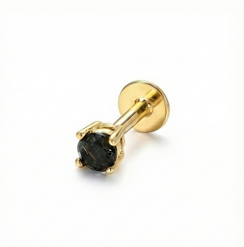 BLACK QUARTZ EAR STUDS IN STERLING SILVER