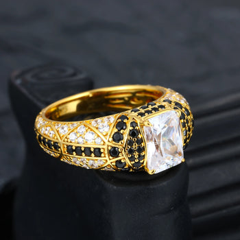 RADIANT CUT BLACK MOISSANITE PAVE RING IN STERLING SILVER