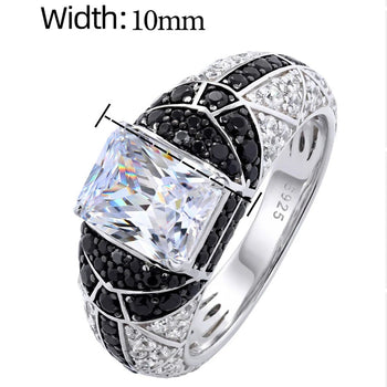 RADIANT CUT BLACK MOISSANITE PAVE RING IN STERLING SILVER