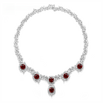 RED CUSHION CUT MOISSANITE NECKLACE IN STERLING SILVER