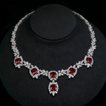 RED CUSHION CUT MOISSANITE NECKLACE IN STERLING SILVER