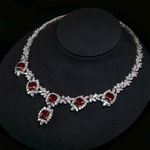 RED CUSHION CUT MOISSANITE NECKLACE IN STERLING SILVER