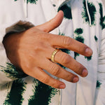 RIBBED TWISTED SIGNET BAND RING IN STERLING SILVER