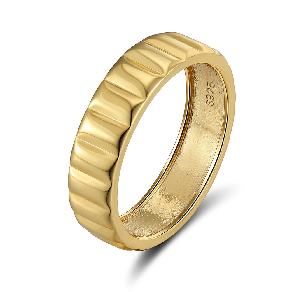 RIBBED TWISTED SIGNET BAND RING IN STERLING SILVER