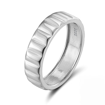 Bague chevalière torsadée côtelée en argent sterling