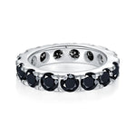 BLACK ROUND MOISSANITE ETERNITY BAND RING IN STERLING SILVER