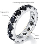 BLACK ROUND MOISSANITE ETERNITY BAND RING IN STERLING SILVER