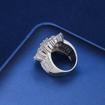 ROUND BRILLIANT CUT HONEYCOMB MOISSANITE RING IN STERLING SILVER