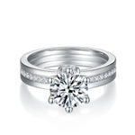 IE0227 2CT ROUND BRILLIANT CUT MOISSANITE RING IN STERLING SILVER