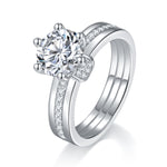 IE0227 2CT ROUND BRILLIANT CUT MOISSANITE RING IN STERLING SILVER