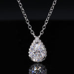 PEAR CUT MOISSANITE ASH BOX PENDANT NECKLACE IN STERLING SILVER