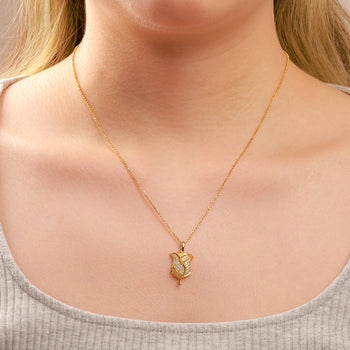 Pendentif en forme de rose en moissanite taille brillant rond, monté sur argent sterling