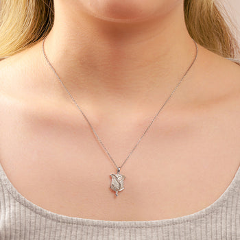 Pendentif en forme de rose en moissanite taille brillant rond, monté sur argent sterling