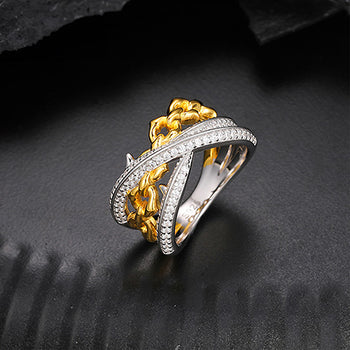 Bague enveloppante en moissanite et argent sterling {STYLE 2}