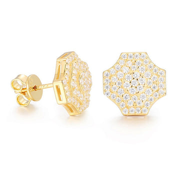 Boucles d'oreilles clous géométriques en diamant moissanite et argent sterling