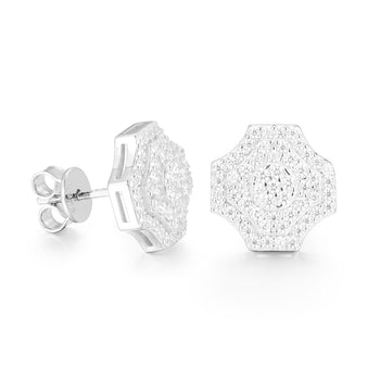 Boucles d'oreilles clous géométriques en diamant moissanite et argent sterling