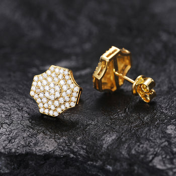 Boucles d'oreilles clous géométriques en diamant moissanite et argent sterling