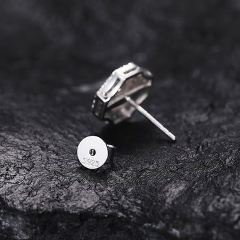 Boucles d'oreilles clous géométriques en diamant moissanite et argent sterling