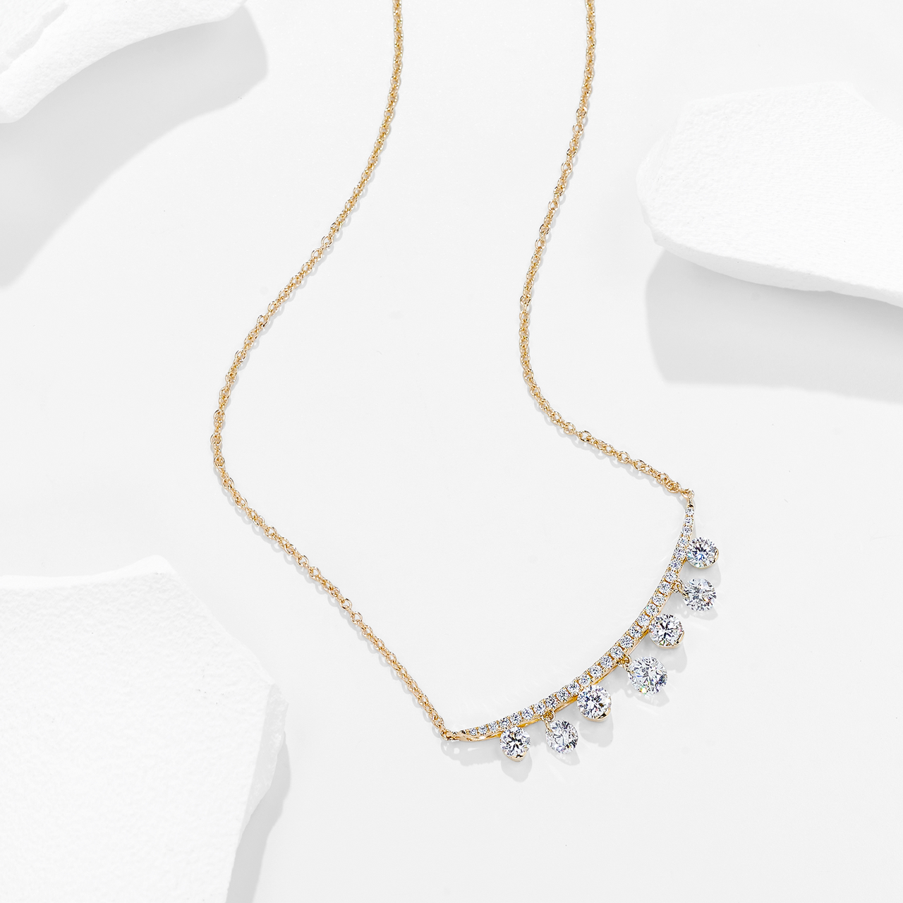 ROUND CUT LAB DIAMOND ELEGANT DROP NECKLACE IN STERLING SILVER