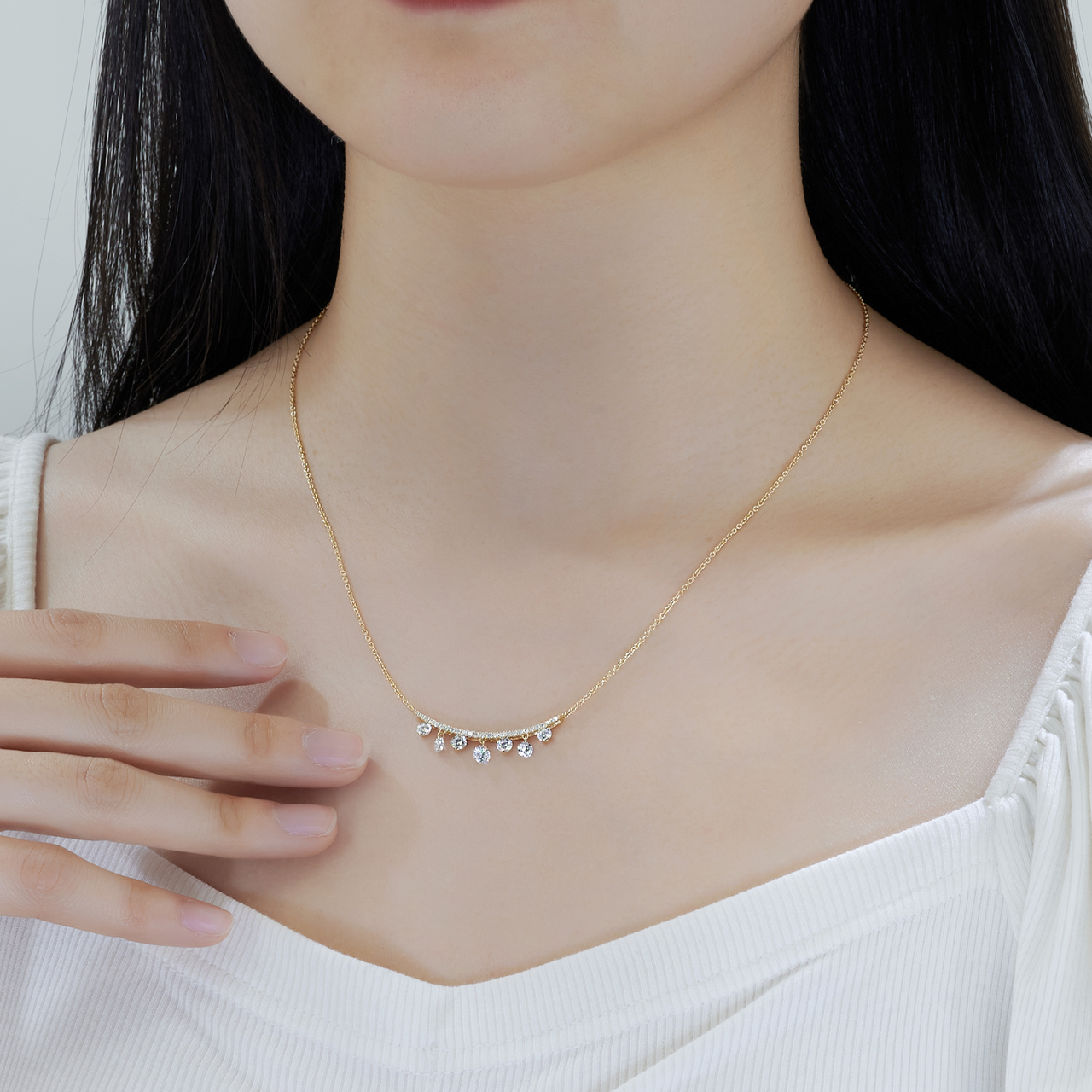 ROUND CUT LAB DIAMOND ELEGANT DROP NECKLACE IN STERLING SILVER