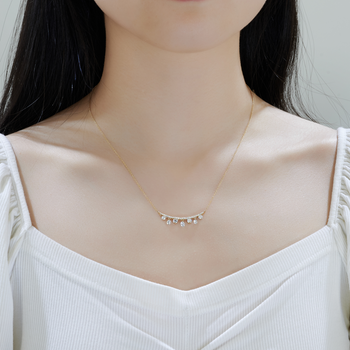 ROUND CUT LAB DIAMOND ELEGANT DROP NECKLACE IN STERLING SILVER