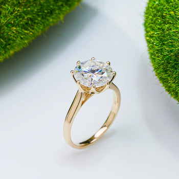 ROUND CUT MOISSANITE ETERNAL GLOW RING IN SOLID GOLD