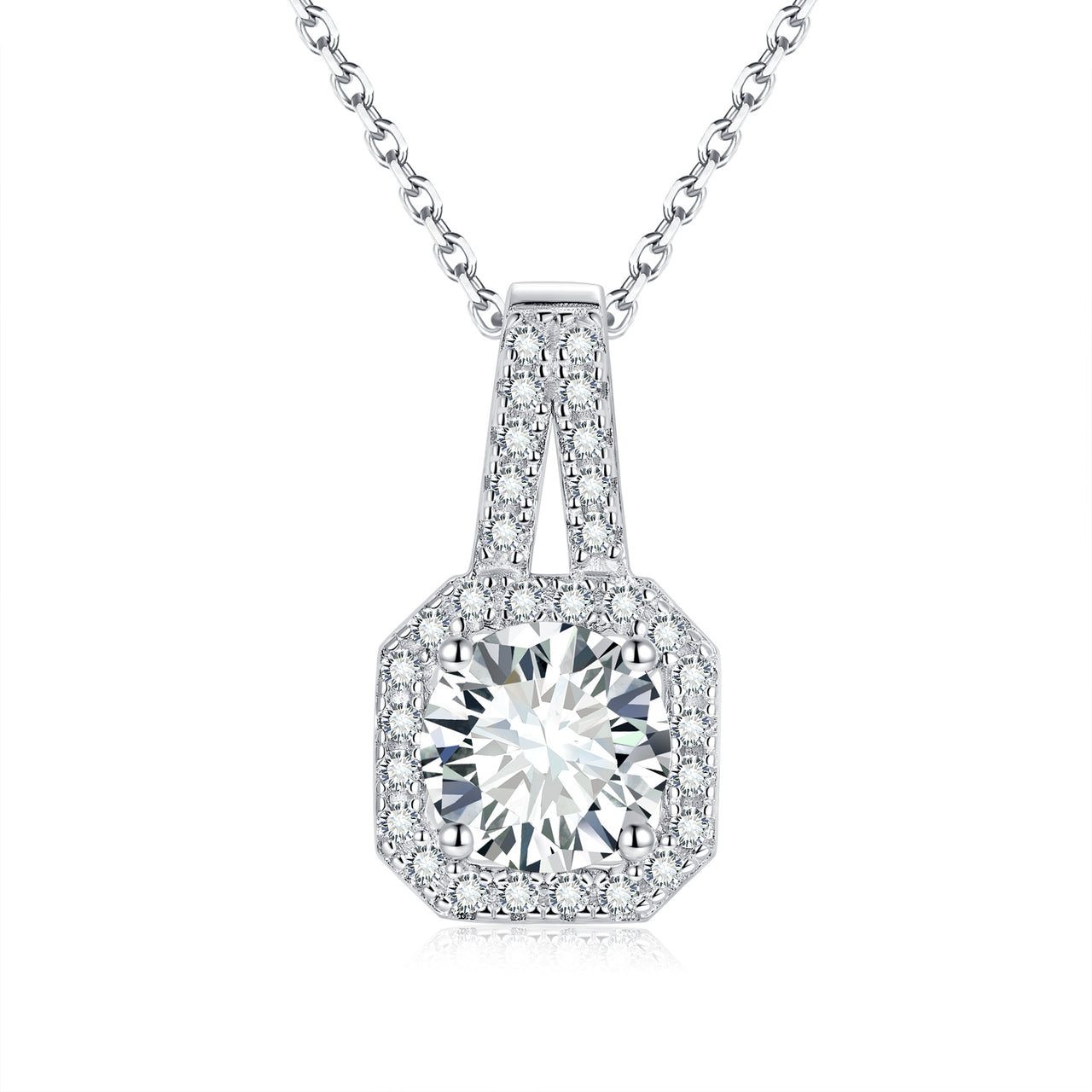 ROUND CUT MOISSANITE STUD PENDANT IN STERLING SILVER