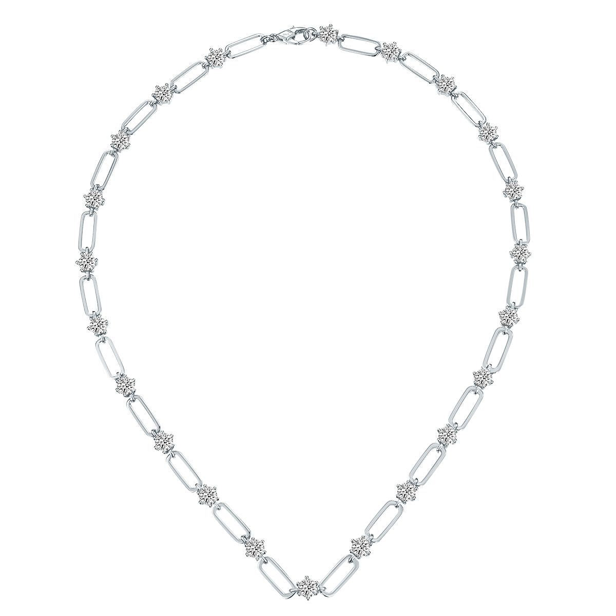 ROUND MOISSANITE CHAIN NECKLACE/BRACELET IN STERLING SILVER