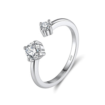 ROUND MOISSANITE OPEN STACKABLE RING IN STERLING SILVER