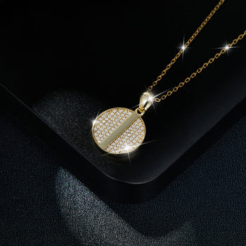 Pendentif rond en moissanite et argent sterling {STYLE 2}