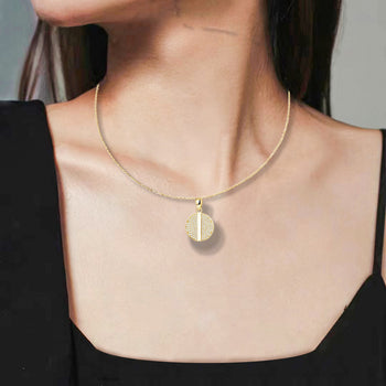 Pendentif rond en moissanite et argent sterling {STYLE 2}