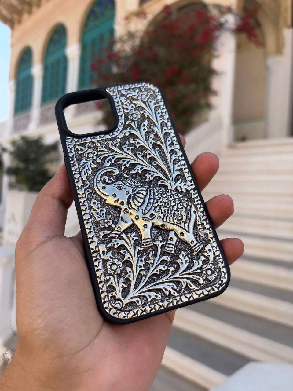 ROYAL ELEPHANT PHONE CASE IN STERLING SILVER