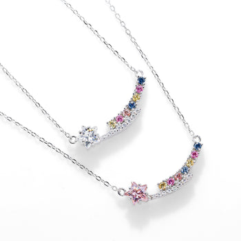 18K GOLD PLATED STAR CUT RAINBOW NECKLACE IN STERLING SILVER