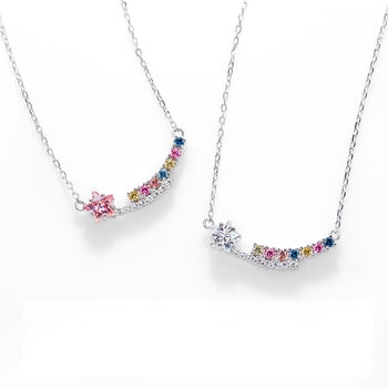 18K GOLD PLATED STAR CUT RAINBOW NECKLACE IN STERLING SILVER