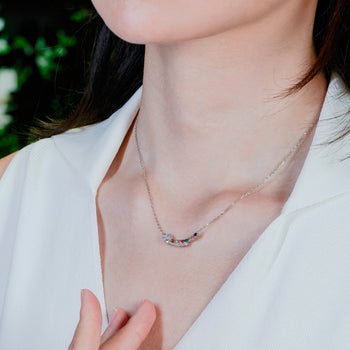 18K GOLD PLATED STAR CUT RAINBOW NECKLACE IN STERLING SILVER