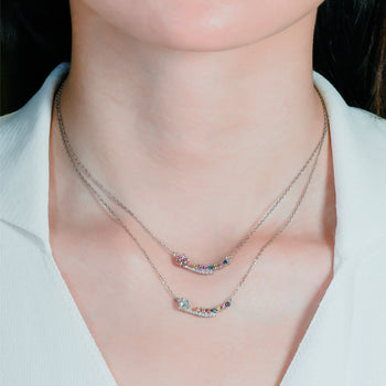 18K GOLD PLATED STAR CUT RAINBOW NECKLACE IN STERLING SILVER