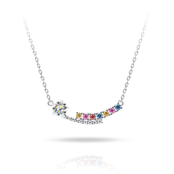 18K GOLD PLATED STAR CUT RAINBOW NECKLACE IN STERLING SILVER