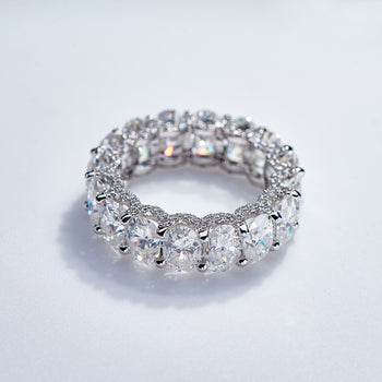 MOISSANITE ETERNITY BAND RINGS IN SOLID GOLD
