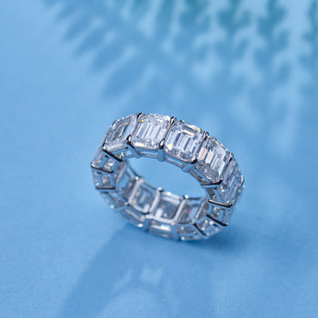 MOISSANITE ETERNITY BAND RINGS IN SOLID GOLD