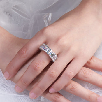 MOISSANITE ETERNITY BAND RINGS IN SOLID GOLD