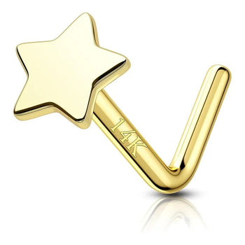 STAR NUGGET L BEND NOSE RING IN SOLID GOLD