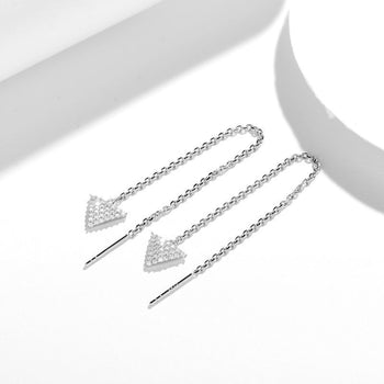 Boucles d'oreilles pendantes en moissanite de forme triangulaire en argent sterling