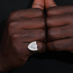 TRIANGLE SHAPE MOISSANITE GUARD SHIELD SIGNET RING IN STERLING SILVER